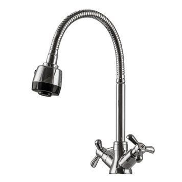 Змішувач для кухні DOMINO DK-H1-2N-103MA Chrom хрест кераміка,з гофровиливом 17654 фото